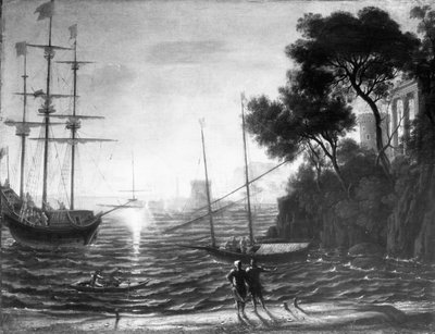 Klassieke Zeehaven bij Zonsondergang door Claude Lorrain